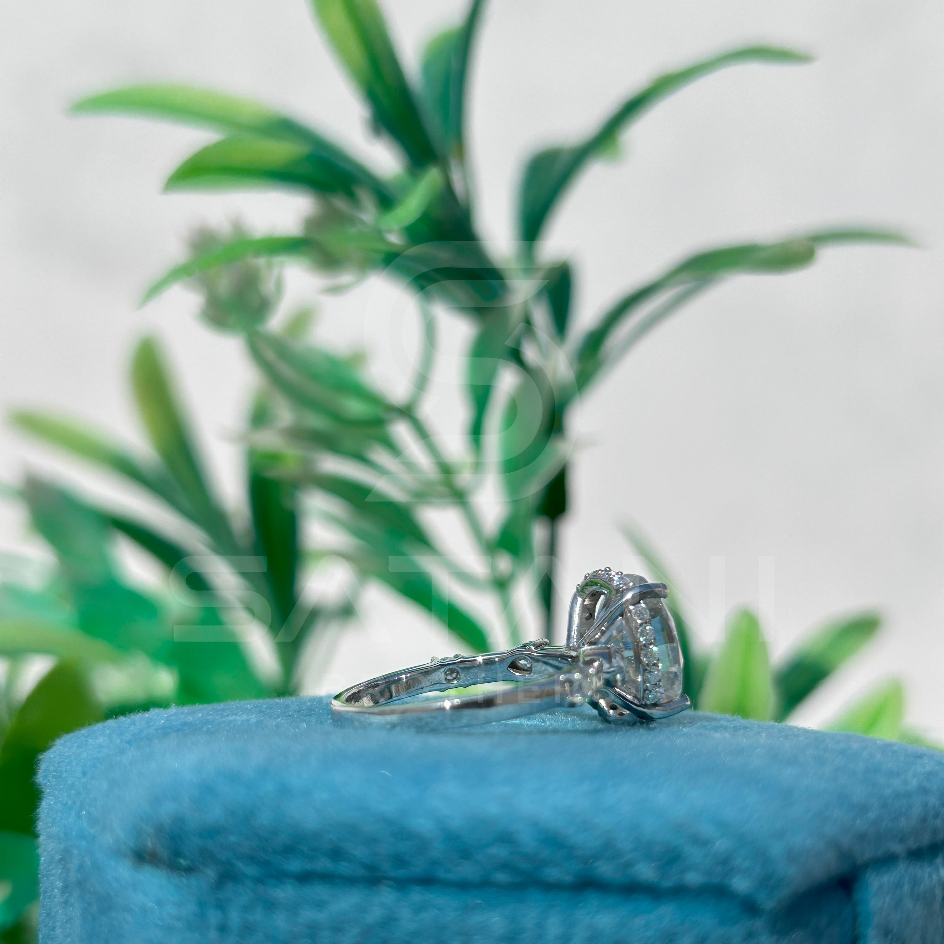 Oval Cut Diamond Engagement Ring with Side Stones in White Gold