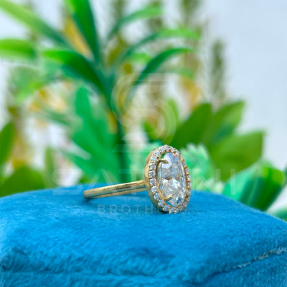 Halo Oval Moissanite Engagement Ring | Vintage Inspired Oval Ring in 10k/14k/18k Gold