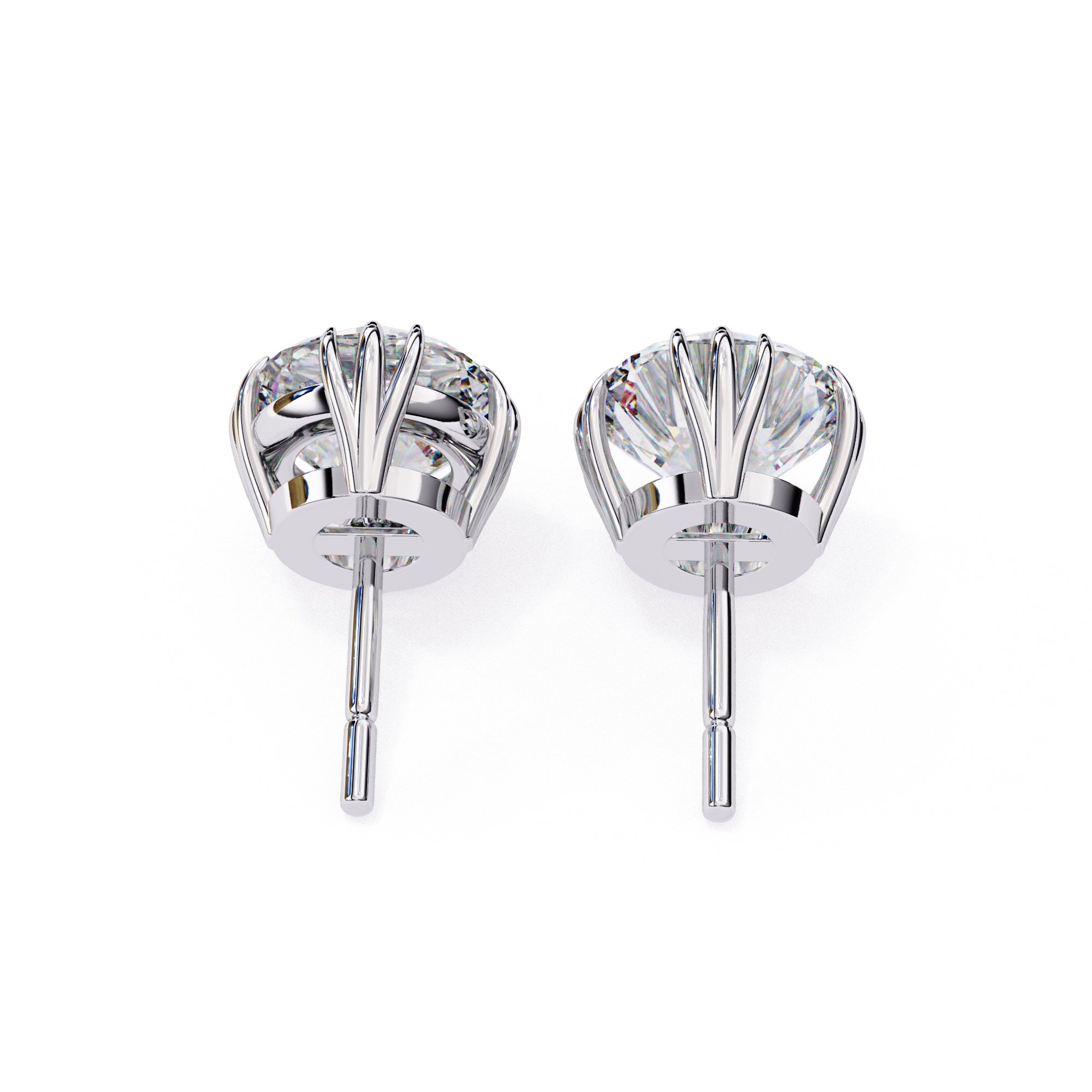 7mm Round Moissanite Stud Earrings, 3-Prong Basket Setting, 2.8 CTW Each / 3.7 CTW Total, 925 Sterling Silver, Hypoallergenic, Luxury Gift for Women