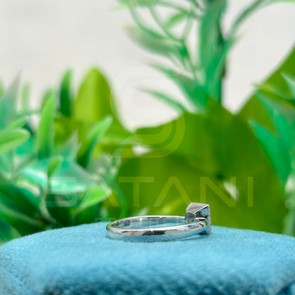 Princess Cut Diamond Halo Ring, 10K White Gold Engagement Ring, Square Solitaire Bridal Jewelry
