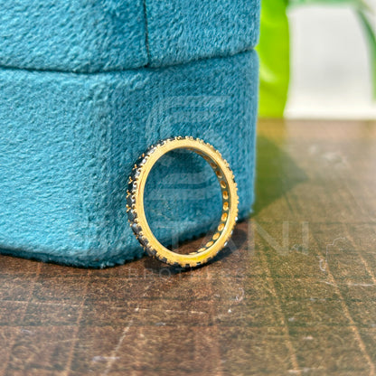 Elegant Black Moissanite Eternity Band in Gold | Timeless Stackable Ring