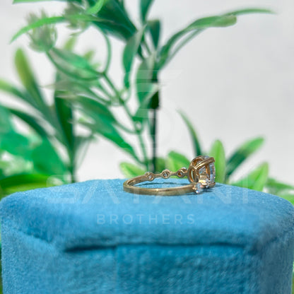Oval Moissanite Engagement Ring | Dainty Gold Ring with Side Stones | Minimalist Solitaire Bridal Ring | Vintage Inspired Promise Ring