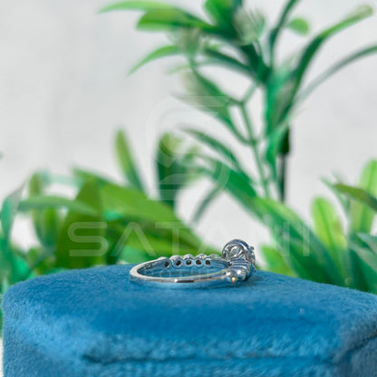 "Round Cut Moissanite Halo Engagement Ring in Sterling Silver"
