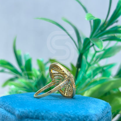 Moissanite Diamond Round Dome Cocktail Ring | 14K Gold Statement Ring | Designer Art Deco Spiral Ring | Satani Brothers Fine Jewelry