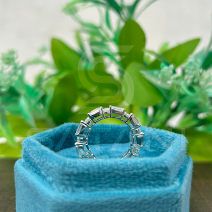 Baguette and Round Moissanite Eternity Band | Dainty Stacking Wedding Ring | Sterling Silver Anniversary Band | Modern Bridal Jewelry