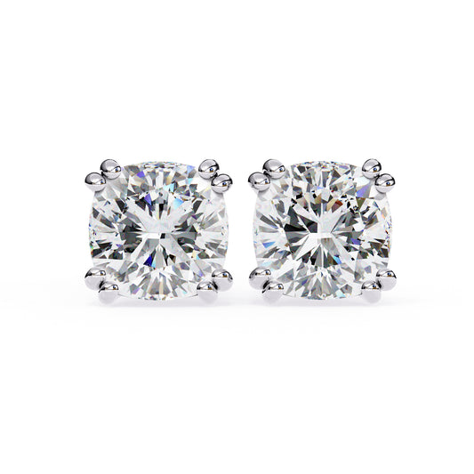Cushion Cut 6×6mm Moissanite Diamond Stud Earrings, 2.2 CTW, 925 Sterling Silver, Luxury Women’s Jewelry