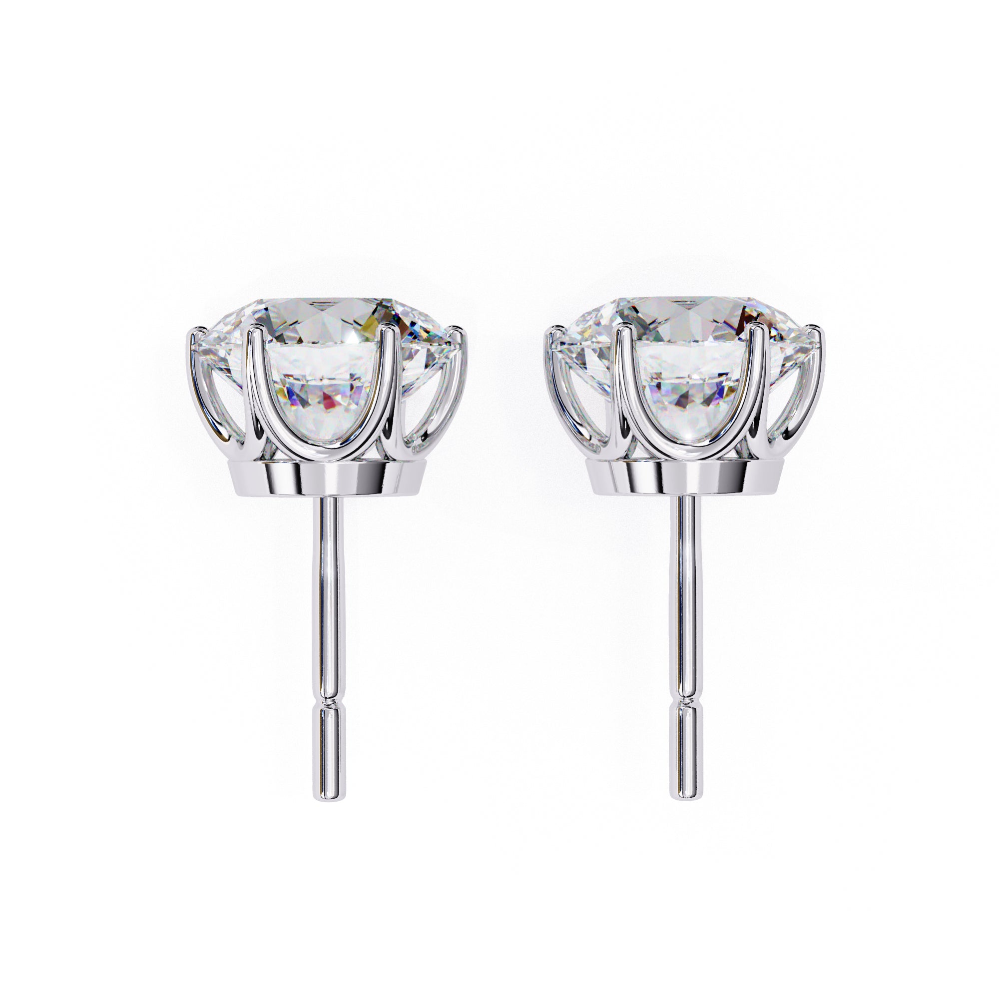 7mm Round Moissanite Stud Earrings in 925 Sterling Silver – 2.5 Carat, Lightweight 1.0g