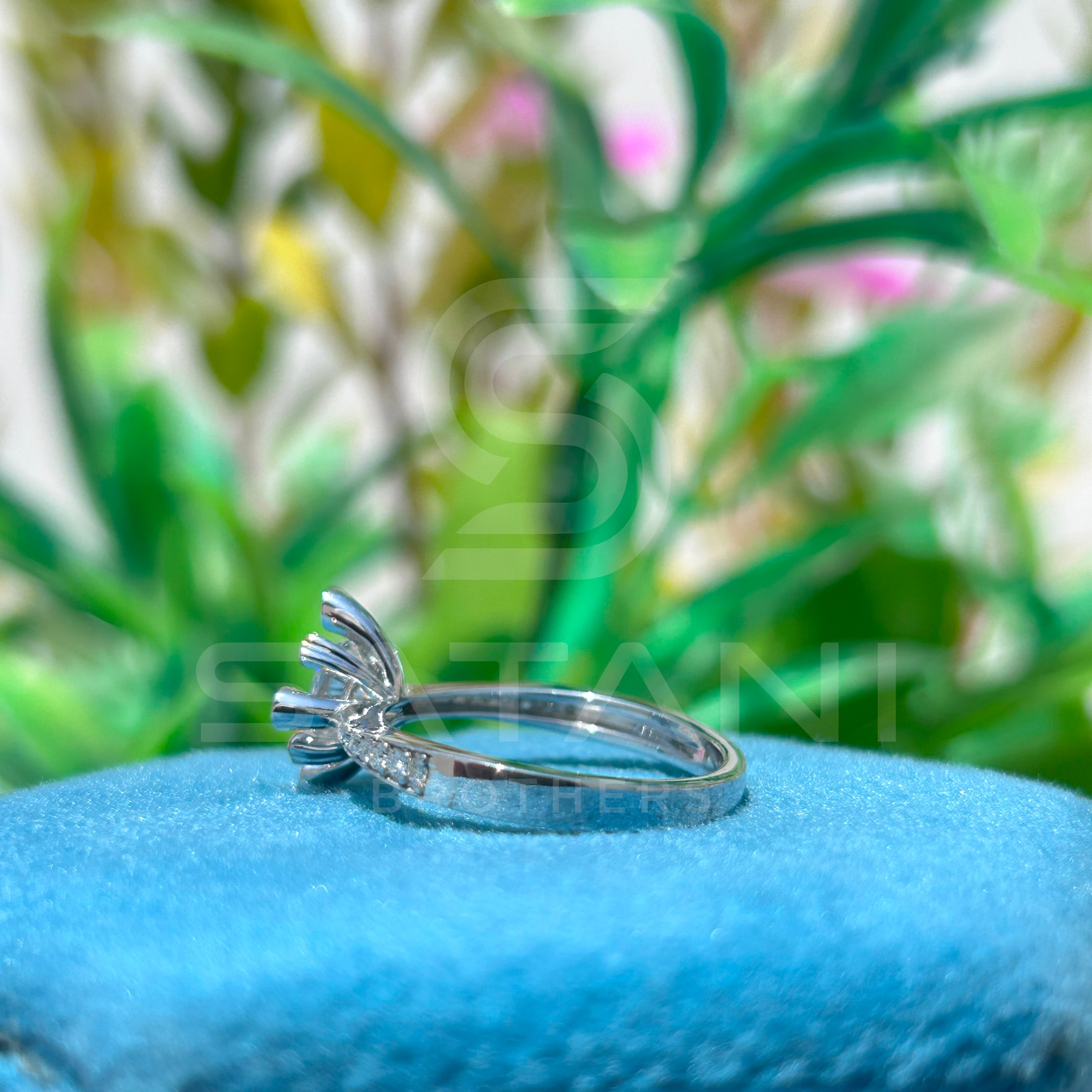 Modern Starburst Moissanite Ring | Two-Tone 925 Silver & Gold Accent Ring | Unique Celestial Engagement Ring | Satani Brothers Jewelry