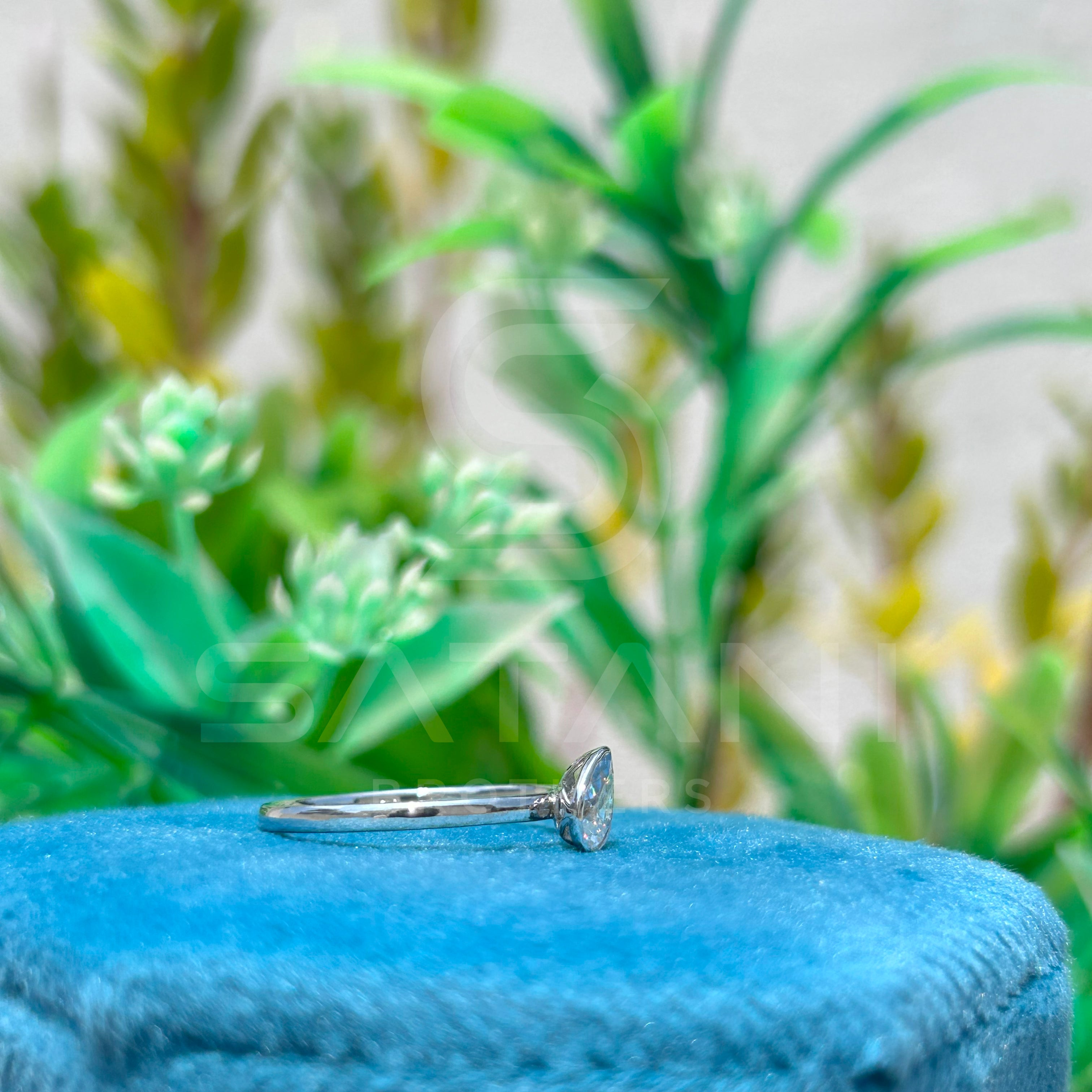 Pear Shaped Diamond Solitaire Ring, 10K White Gold Teardrop Engagement Ring, Dainty Minimalist Bridal Jewelry