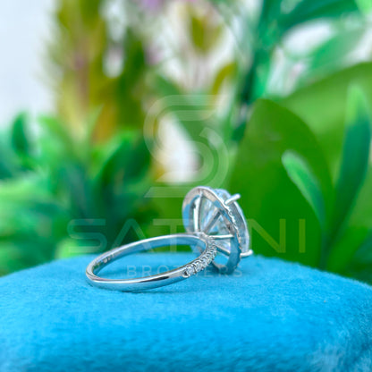 Luxury Oval Moissanite Engagement Ring with Side Stones in Yellow Gold