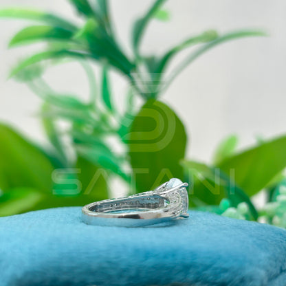 Oval Cut Diamond Engagement Ring, 10K White Gold Solitaire Ring with Side Stones, Classic Bridal Jewelry
