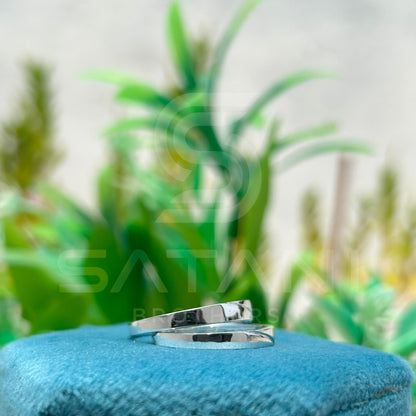 His and Hers Matching Couple Rings – Round Moissanite Promise Rings, Sterling Silver/White Gold Wedding Band Set