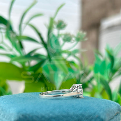 Cushion Cut Diamond Engagement Ring with Baguette Side Stones | 925 Silver Solitaire Ring | Classic Three Stone Diamond Ring for Women