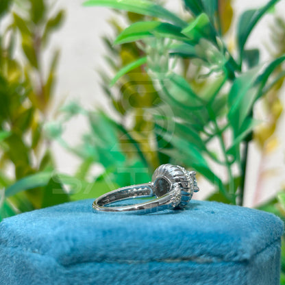 Vintage Halo Moissanite Engagement Ring | Double Layered Cushion Design | 925 Silver Bridal Ring with Hidden Halo | Satani Brothers Jewelry