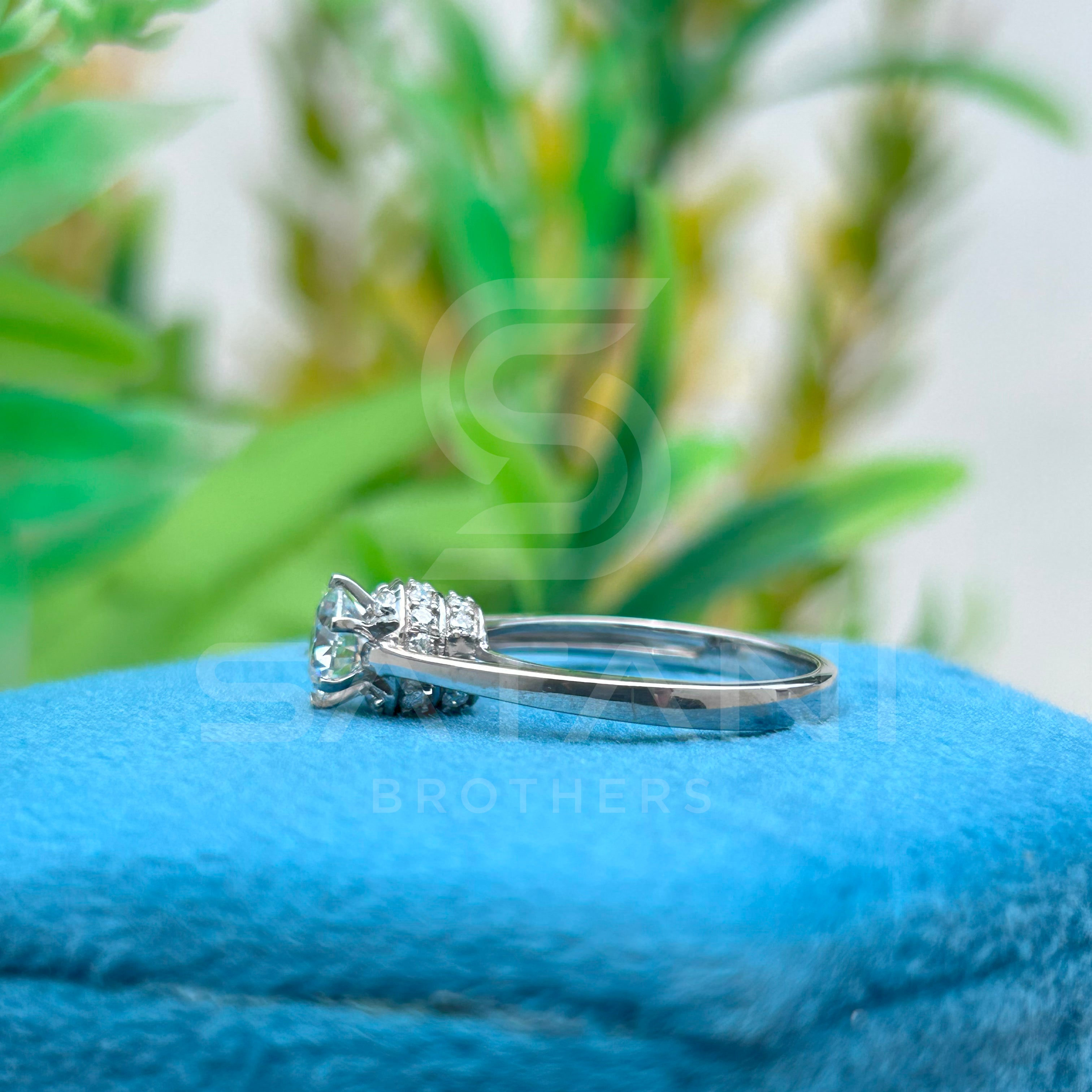 Moissanite Engagement Ring | Solitaire Round Cut | Hidden Halo | Dainty Split Shank | Silver Promise Ring | Bridal Ring for Her
