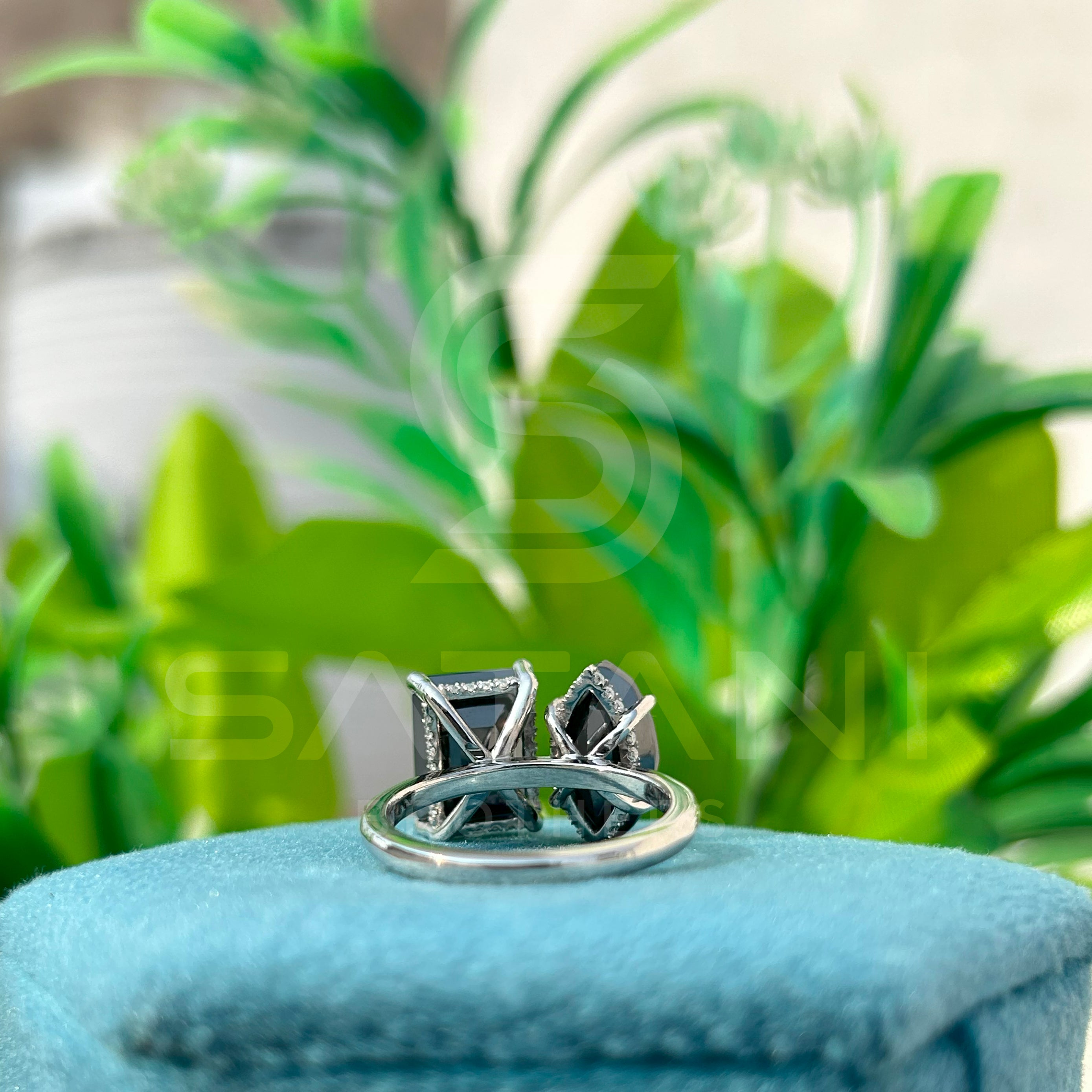 Elegant Black Diamond Solitaire Ring – Emerald & Marquise Cut, 925 Sterling Silver Engagement Ring, Unique Minimalist Jewelry Gift for He