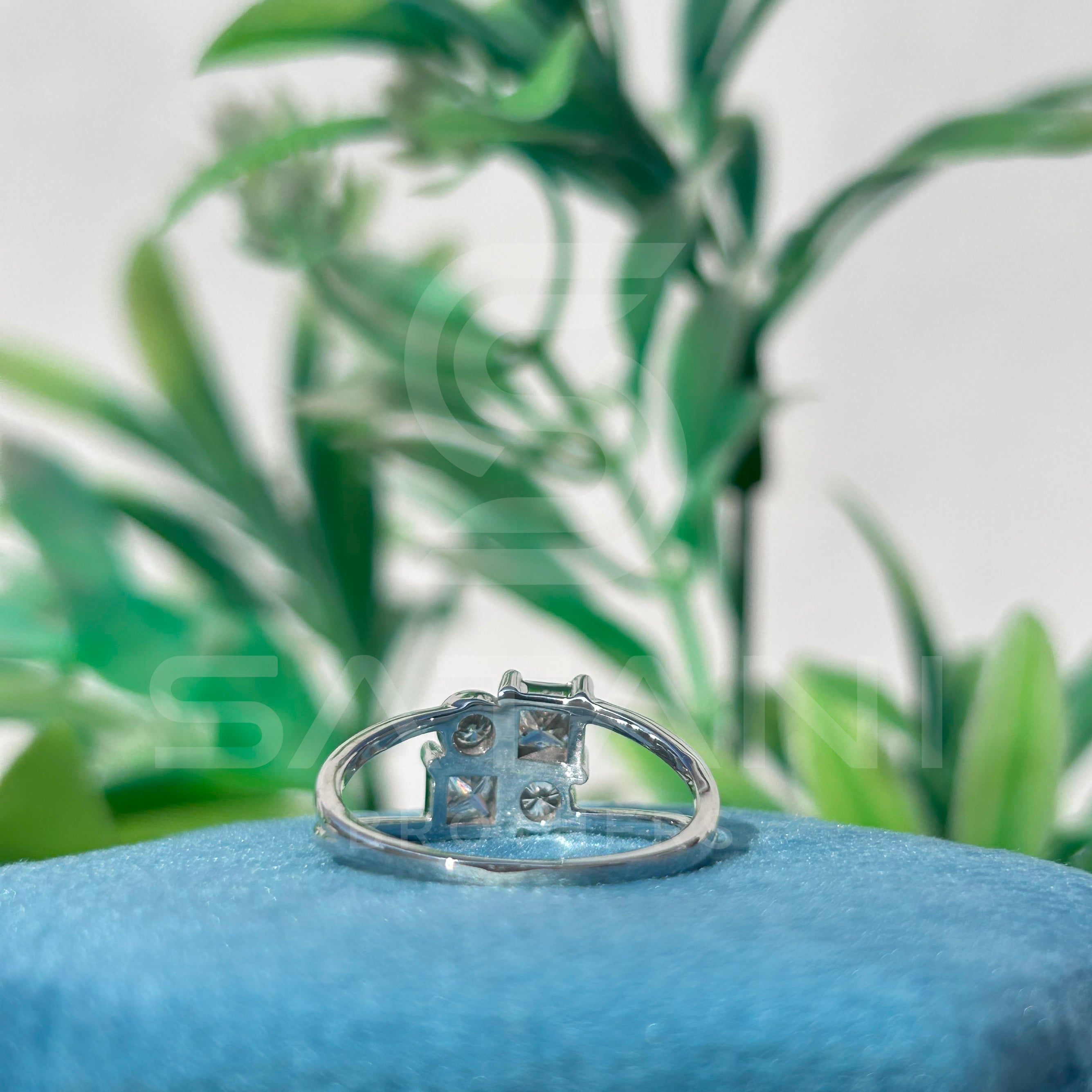 Modern Moissanite Cluster Ring | Princess & Round Cut Moissanite Ring | Unique 4-Stone Statement Ring | Minimalist Engagement Ring | 925 Silver