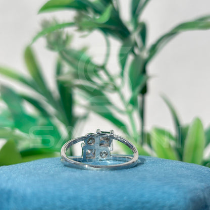 Modern Moissanite Cluster Ring | Princess & Round Cut Moissanite Ring | Unique 4-Stone Statement Ring | Minimalist Engagement Ring | 925 Silver