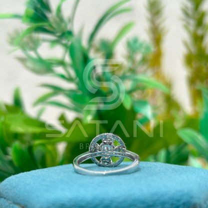 Flower Halo Moissanite Engagement Ring – Round Cut Cluster with Dainty Band – Available in 925 Silver, 10K, 14K, 18K White, Yellow, or Rose Gold