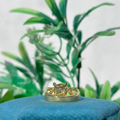14K Gold Infinity Halo Engagement Ring with Round Brilliant Cut Center Stone & Diamond Accents