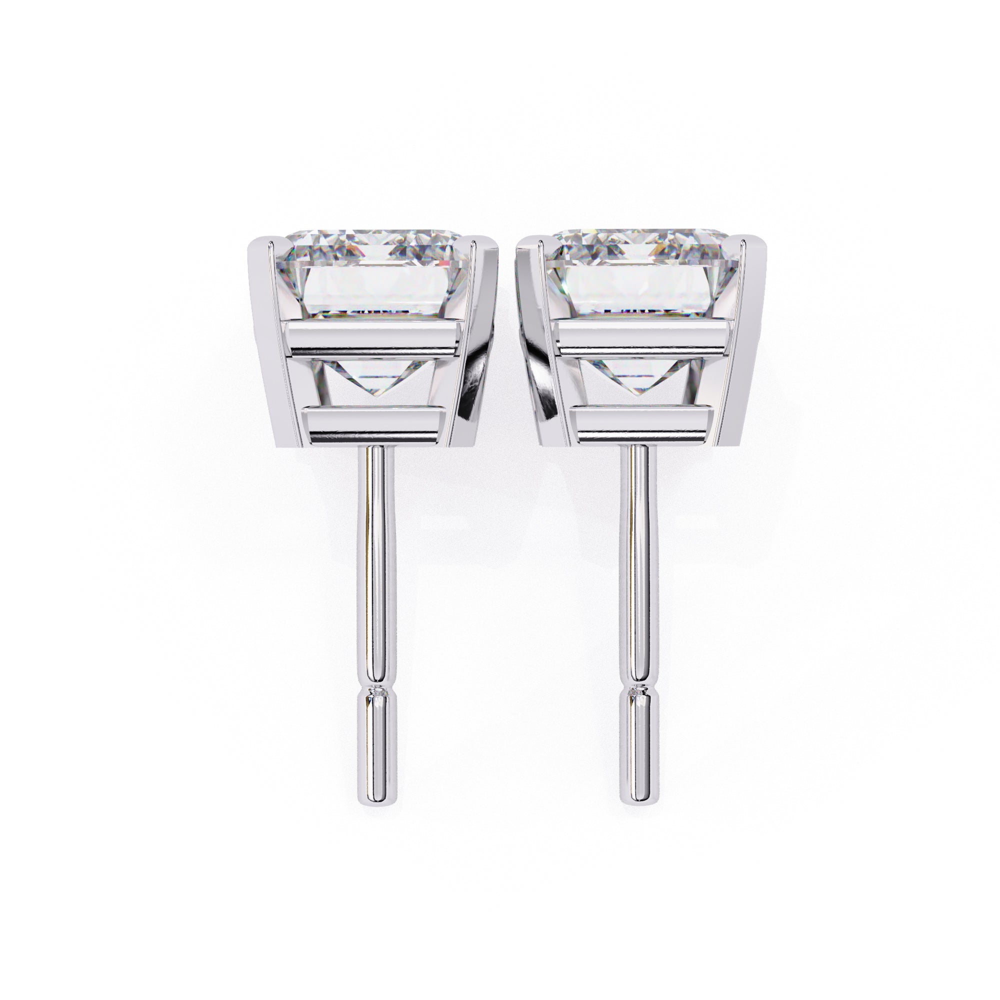 7.5x5 mm Emerald-Cut Moissanite Stud Earrings in 925 Sterling Silver, 2.3 CTW, Classic Basket Setting