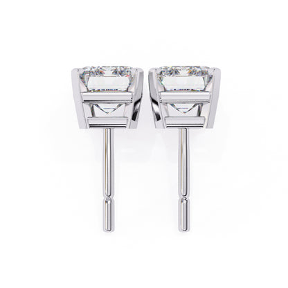 7.5x5 mm Emerald-Cut Moissanite Stud Earrings in 925 Sterling Silver, 2.3 CTW, Classic Basket Setting