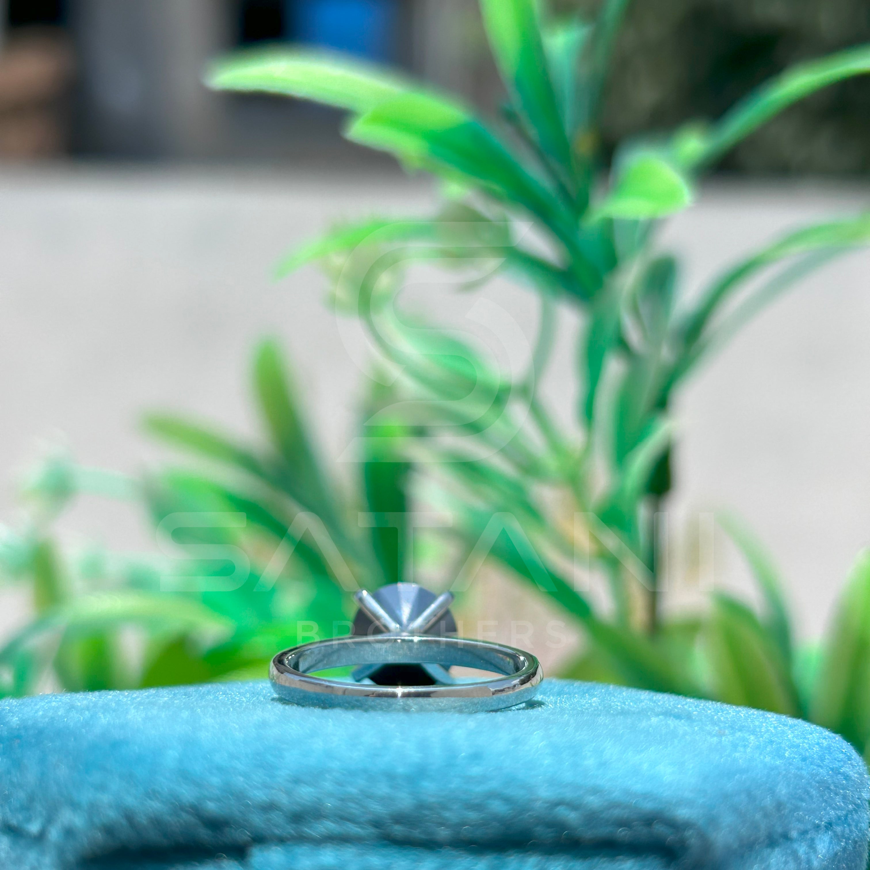 Black Moissanite Solitaire Engagement Ring | 6-Prong Round Cut Dark Gemstone Ring | Gothic Proposal Ring | Minimalist Black Stone Ring for Her