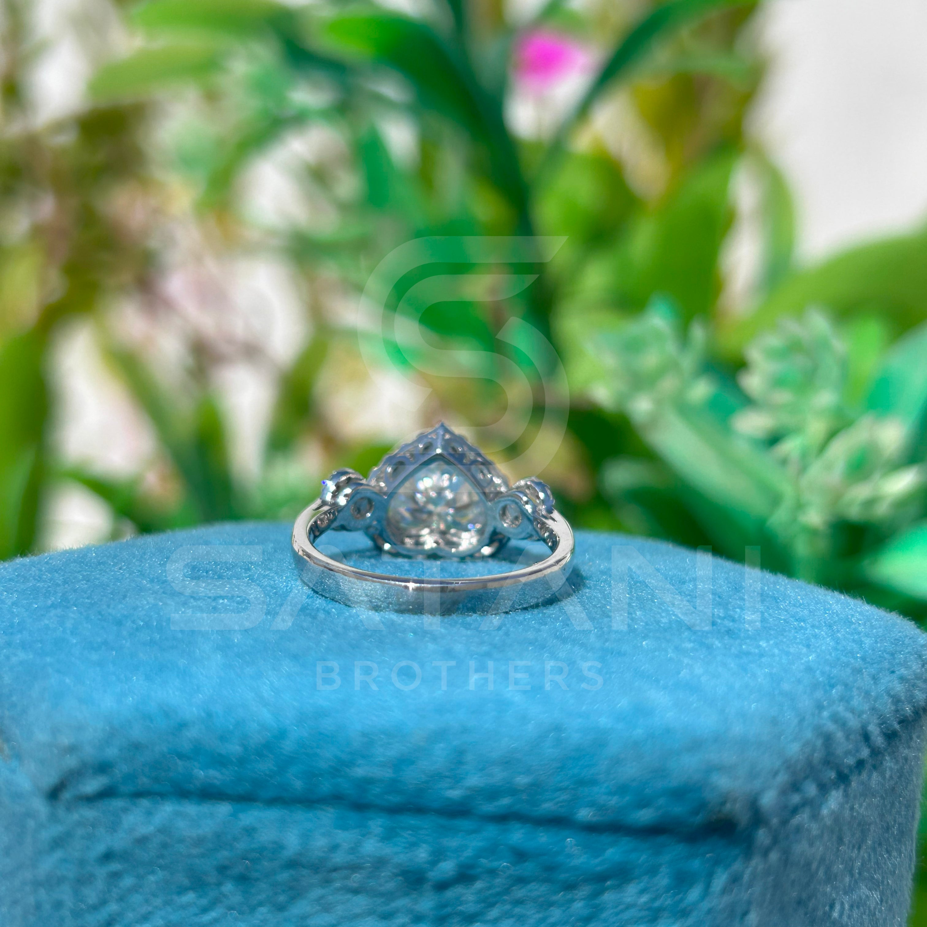 Heart Cut Diamond Halo Engagement Ring in 14K White Gold