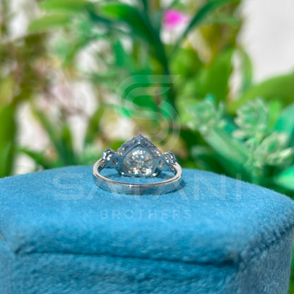 Heart Cut Diamond Halo Engagement Ring in 14K White Gold