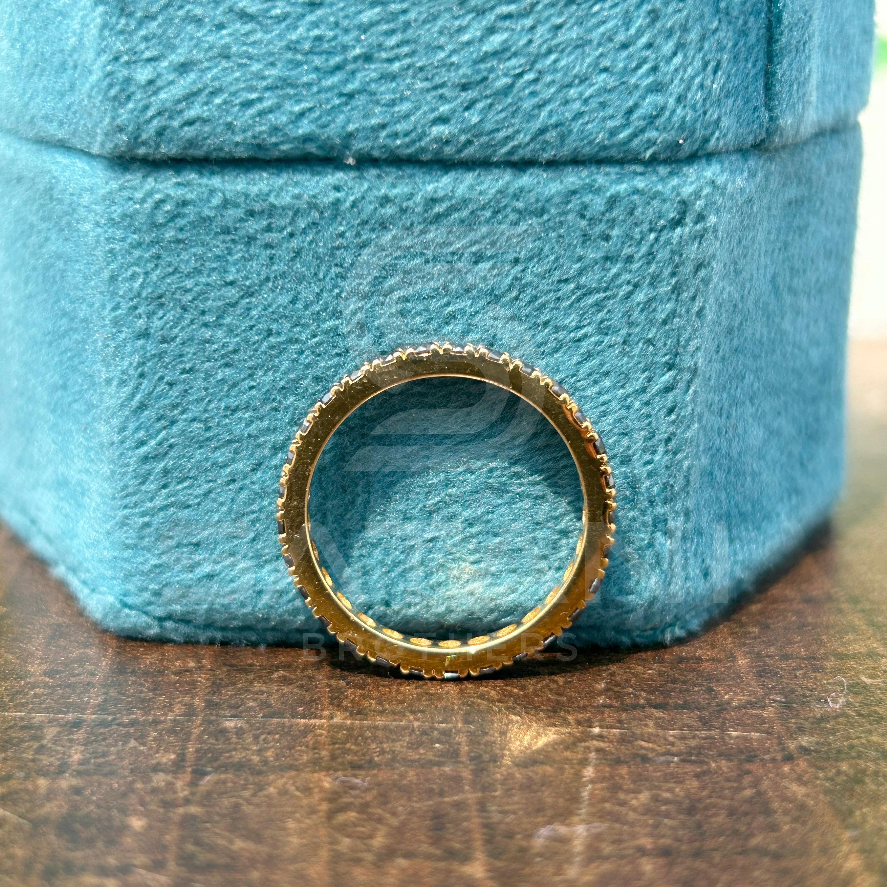 Elegant Black Moissanite Eternity Band in Gold | Timeless Stackable Ring