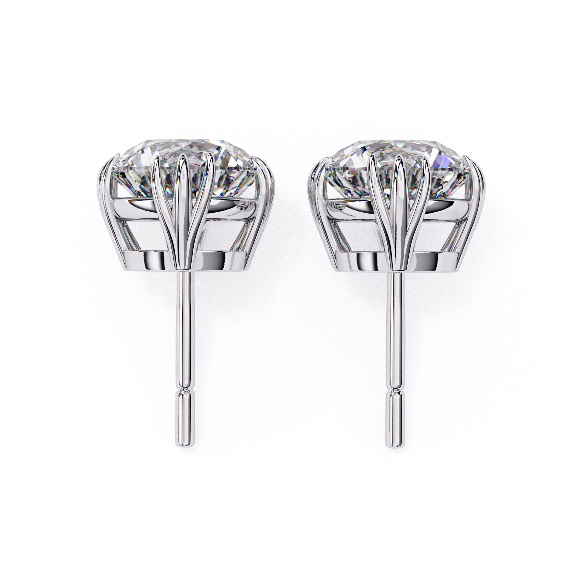 7mm Round Moissanite Stud Earrings, 3-Prong Basket Setting, 2.8 CTW Each / 3.7 CTW Total, 925 Sterling Silver, Hypoallergenic, Luxury Gift for Women
