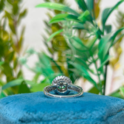 Vintage Halo Moissanite Engagement Ring | Double Layered Cushion Design | 925 Silver Bridal Ring with Hidden Halo | Satani Brothers Jewelry