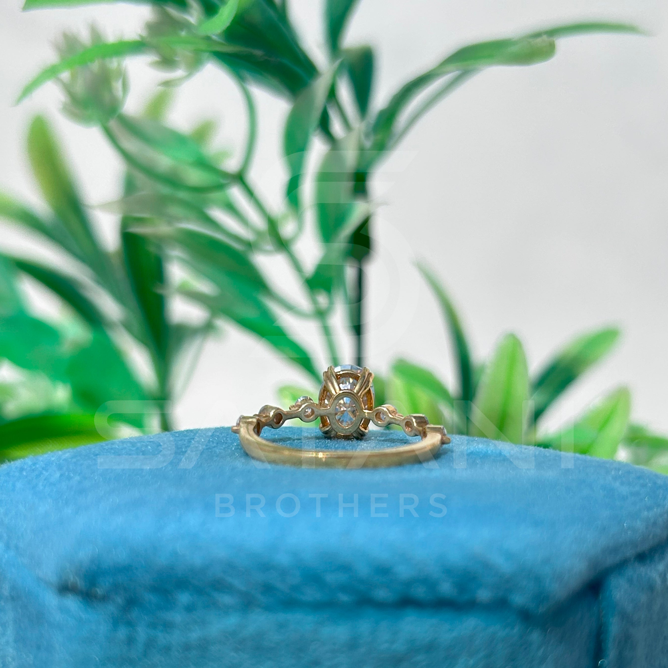 Oval Moissanite Engagement Ring | Dainty Gold Ring with Side Stones | Minimalist Solitaire Bridal Ring | Vintage Inspired Promise Ring