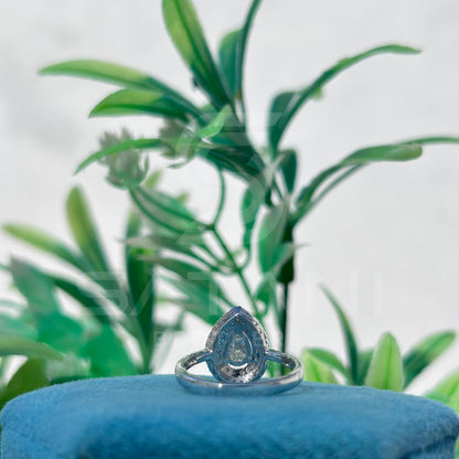 "Pear Cut Moissanite Engagement Ring – Double Halo Sparkling Design"
