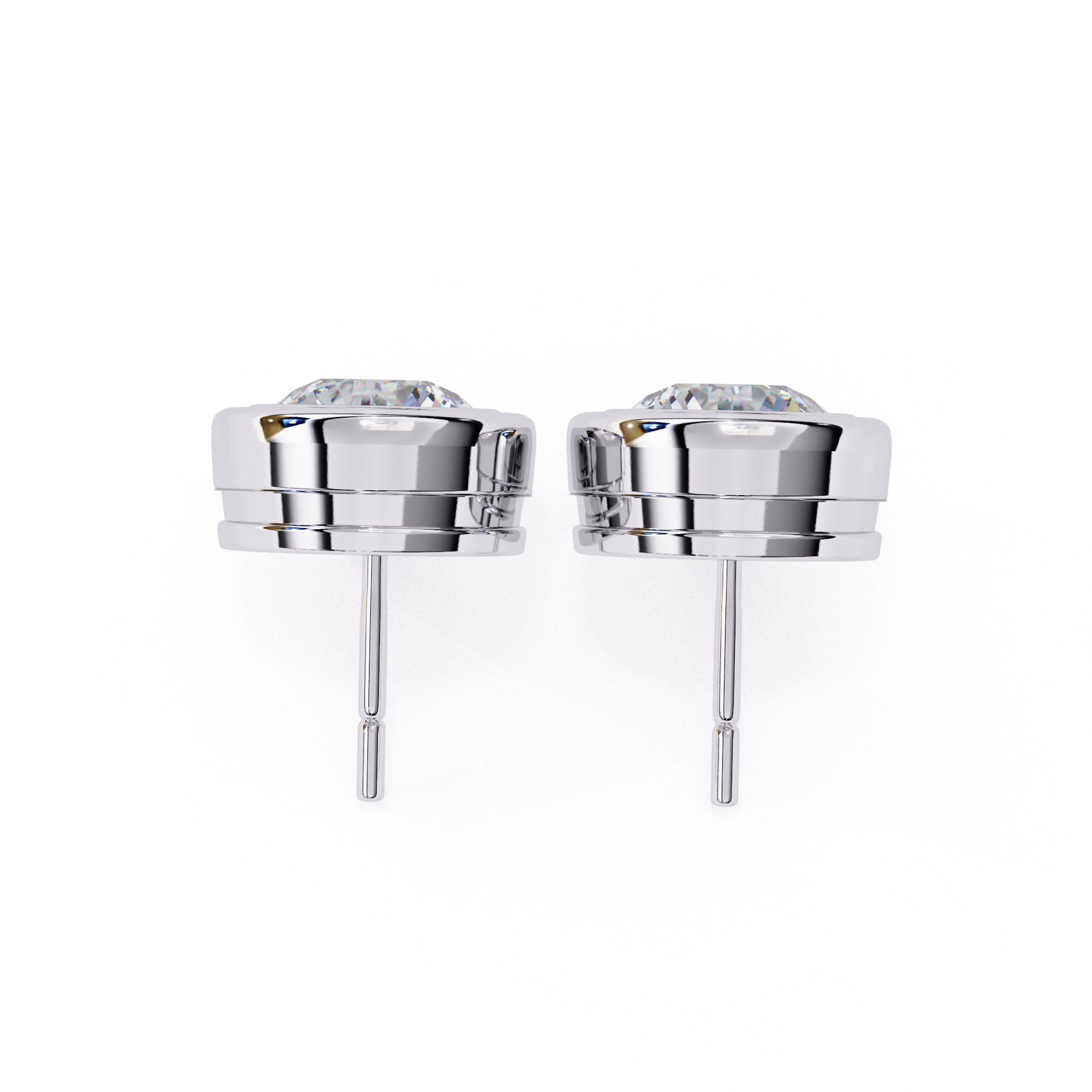 Round Cut Moissanite Stud Earrings 2.5 CT Each, 925 Sterling Silver Bezel Set, 7×7 mm – Luxury Unisex Studs, 5.9 g