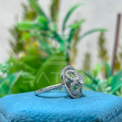 Floral Wheel Moissanite Statement Ring | Designer Round Cut Cocktail Ring in 925 Silver | Bold Geometric Halo Ring | Satani Brothers Jewelry