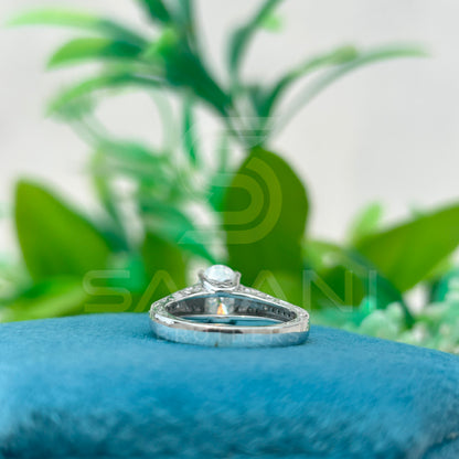 Oval Cut Diamond Engagement Ring, 10K White Gold Solitaire Ring with Side Stones, Classic Bridal Jewelry