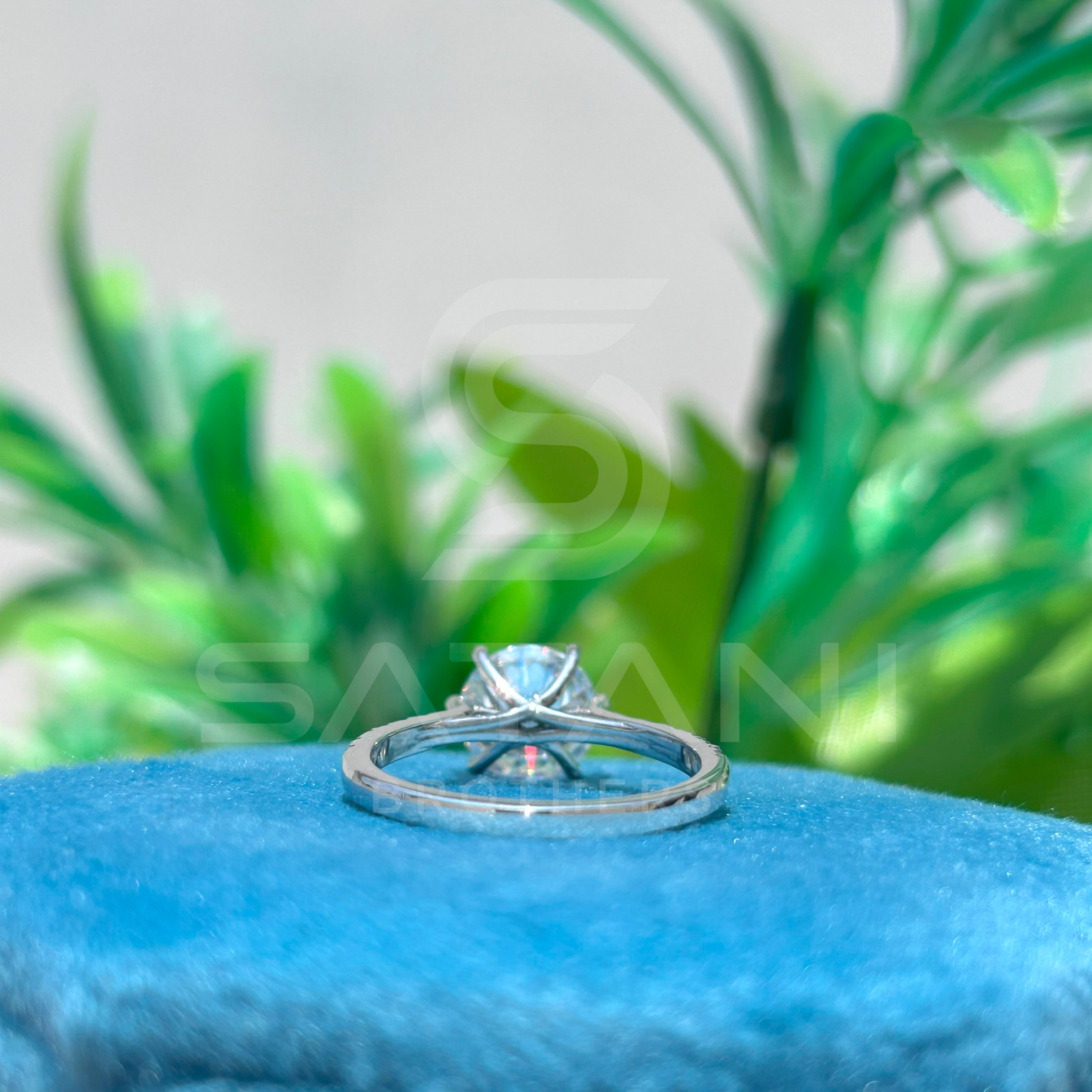 "8mm Round Moissanite Engagement Ring – 1.9 CT Six Prong Pave Band, Classic Moissanite Proposal Ring, D Color VVS Clarity"