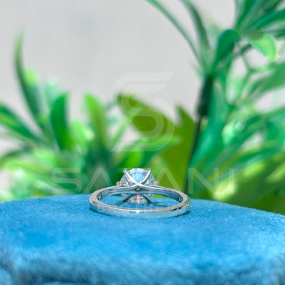 "8mm Round Moissanite Engagement Ring – 1.9 CT Six Prong Pave Band, Classic Moissanite Proposal Ring, D Color VVS Clarity"