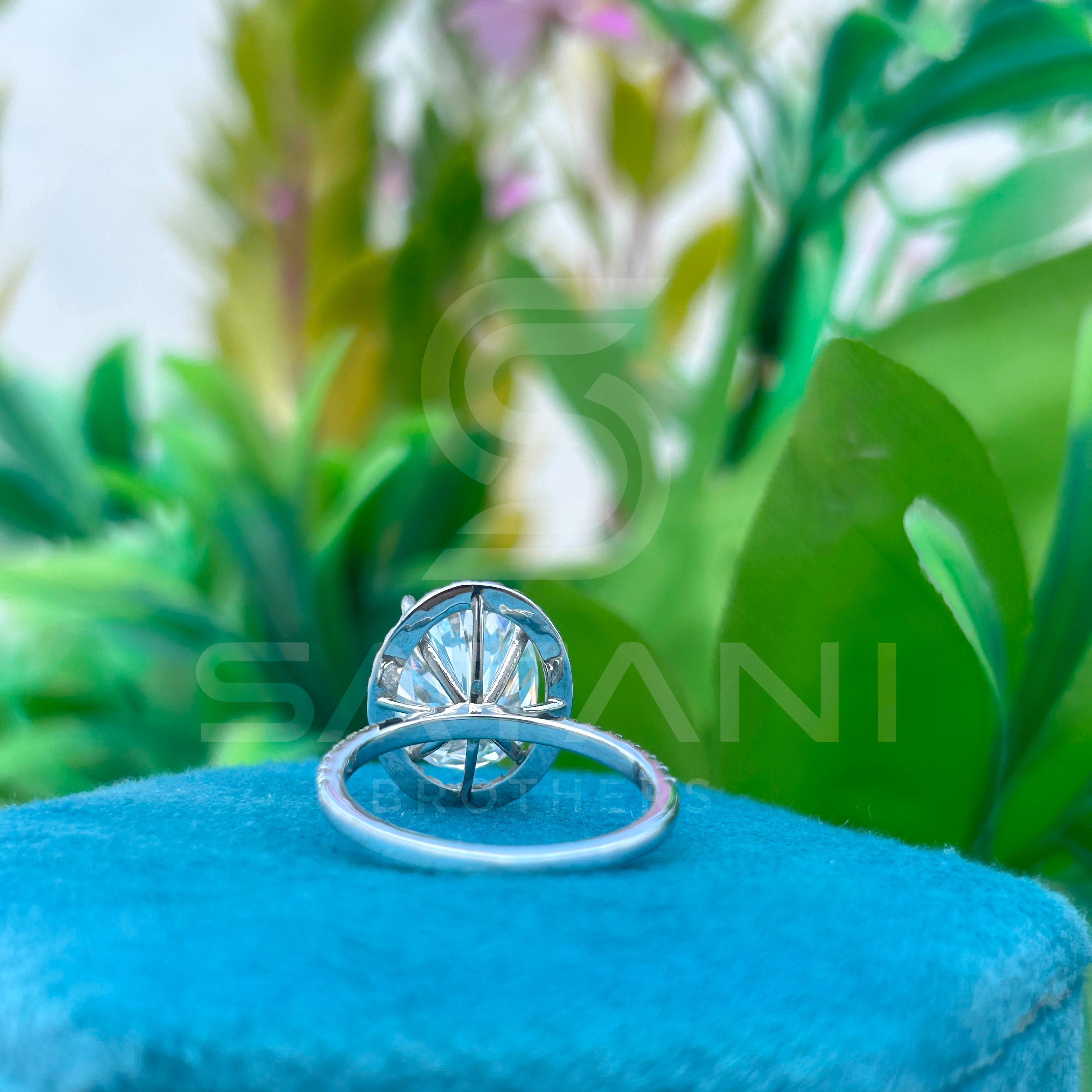 Luxury Oval Moissanite Engagement Ring with Side Stones in Yellow Gold