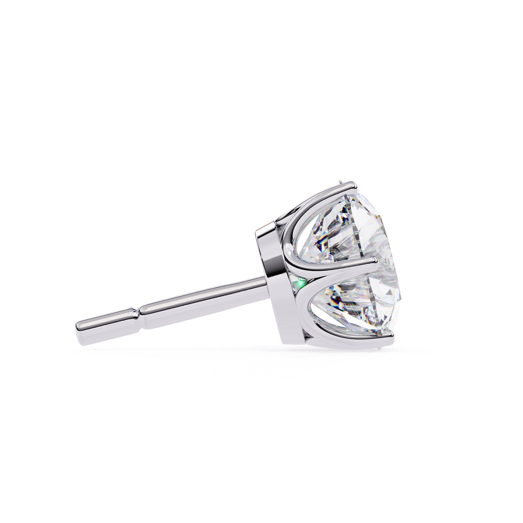 7mm Round Moissanite Stud Earrings in 925 Sterling Silver – 2.5 Carat, Lightweight 1.0g