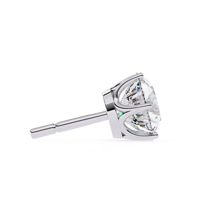 7mm Round Moissanite Stud Earrings in 925 Sterling Silver – 2.5 Carat, Lightweight 1.0g