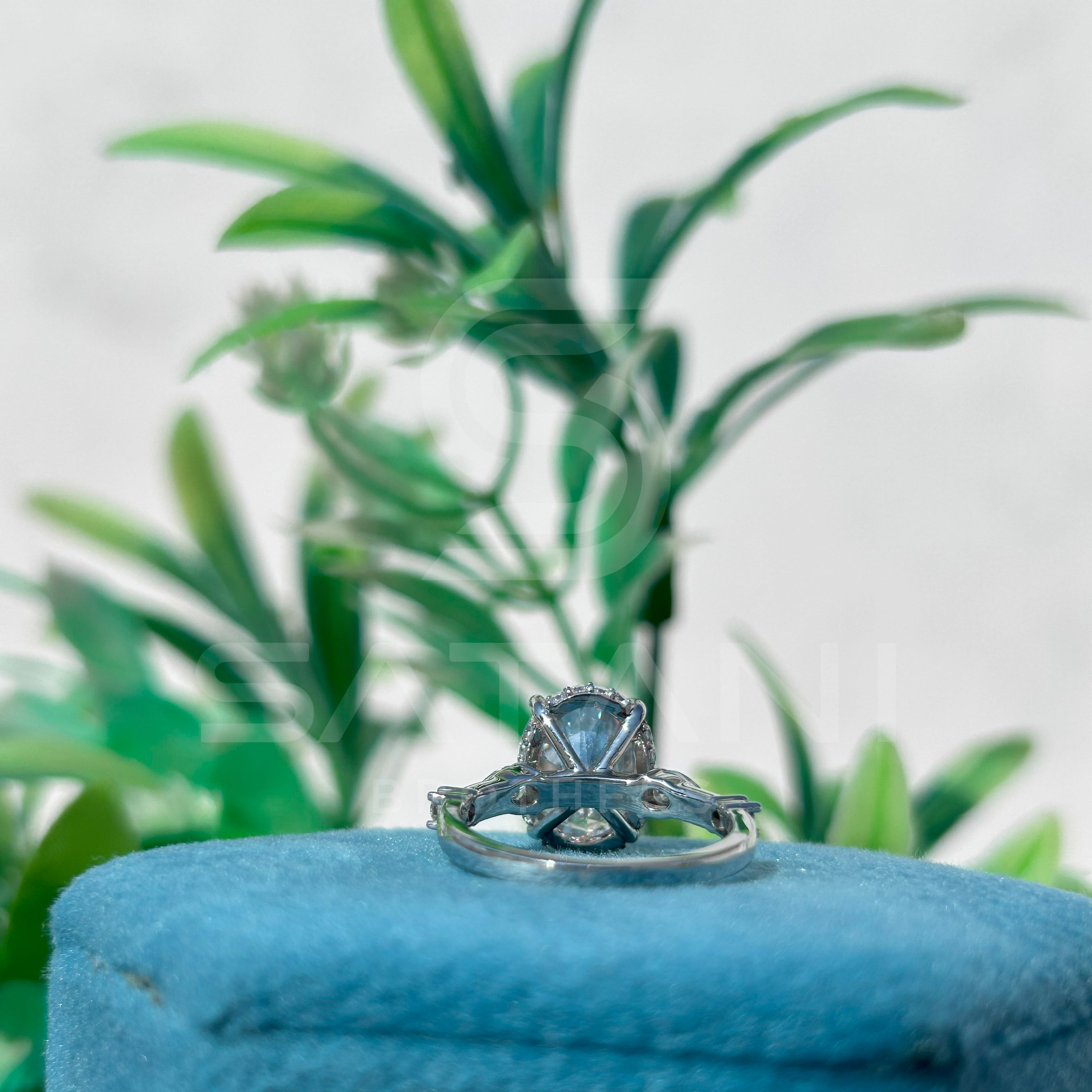 Oval Cut Diamond Engagement Ring with Side Stones in White Gold