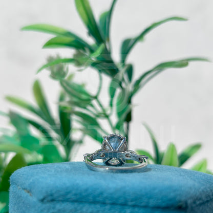 Oval Cut Diamond Engagement Ring with Side Stones in White Gold