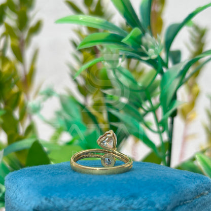 "Heart Cut Moissanite Toi et Moi Engagement Ring in Yellow Gold" 💛💍