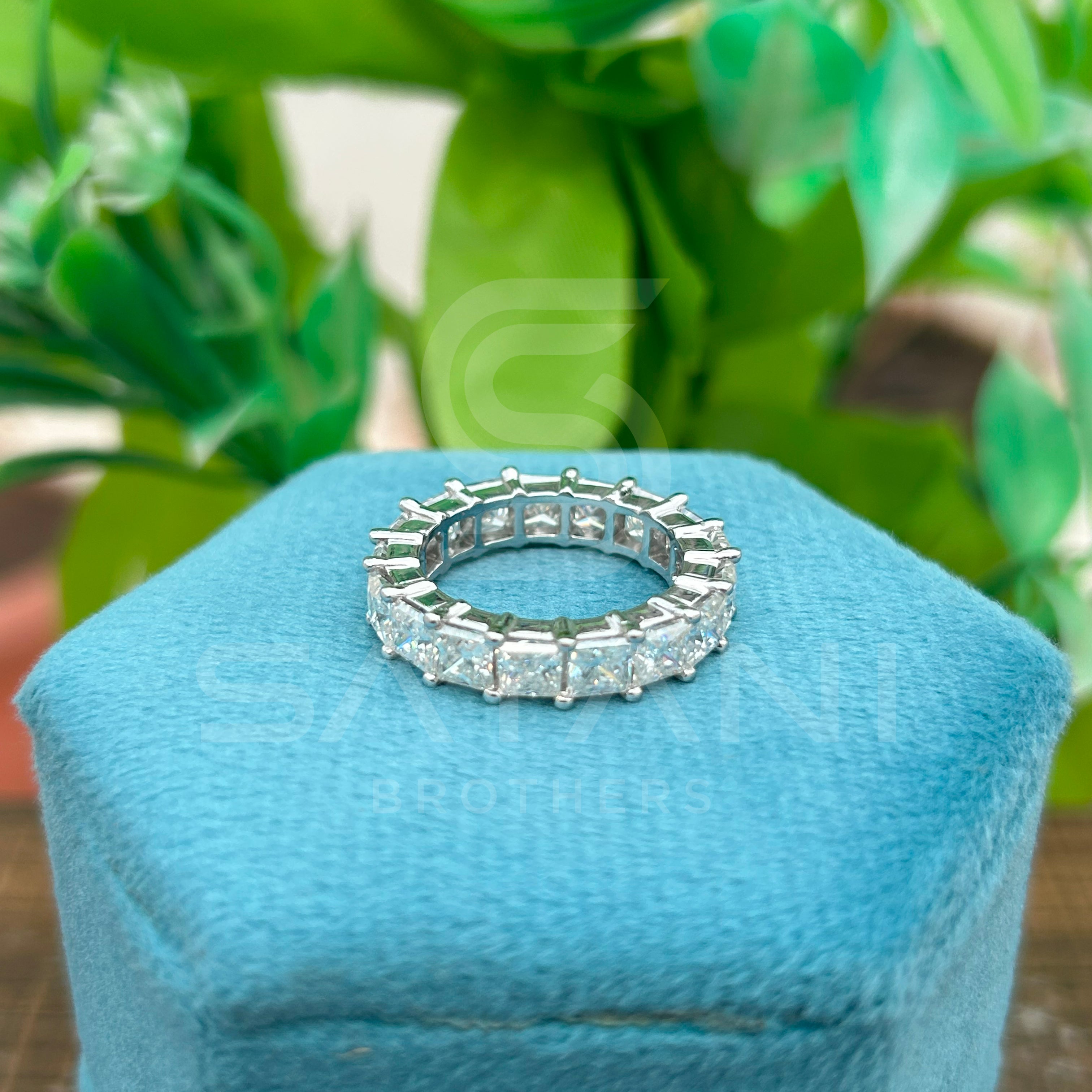 Radiant Cut Moissanite Eternity Band | Full Eternity Ring in White Gold | Bold Statement Wedding Band | Sparkling Anniversary Ring