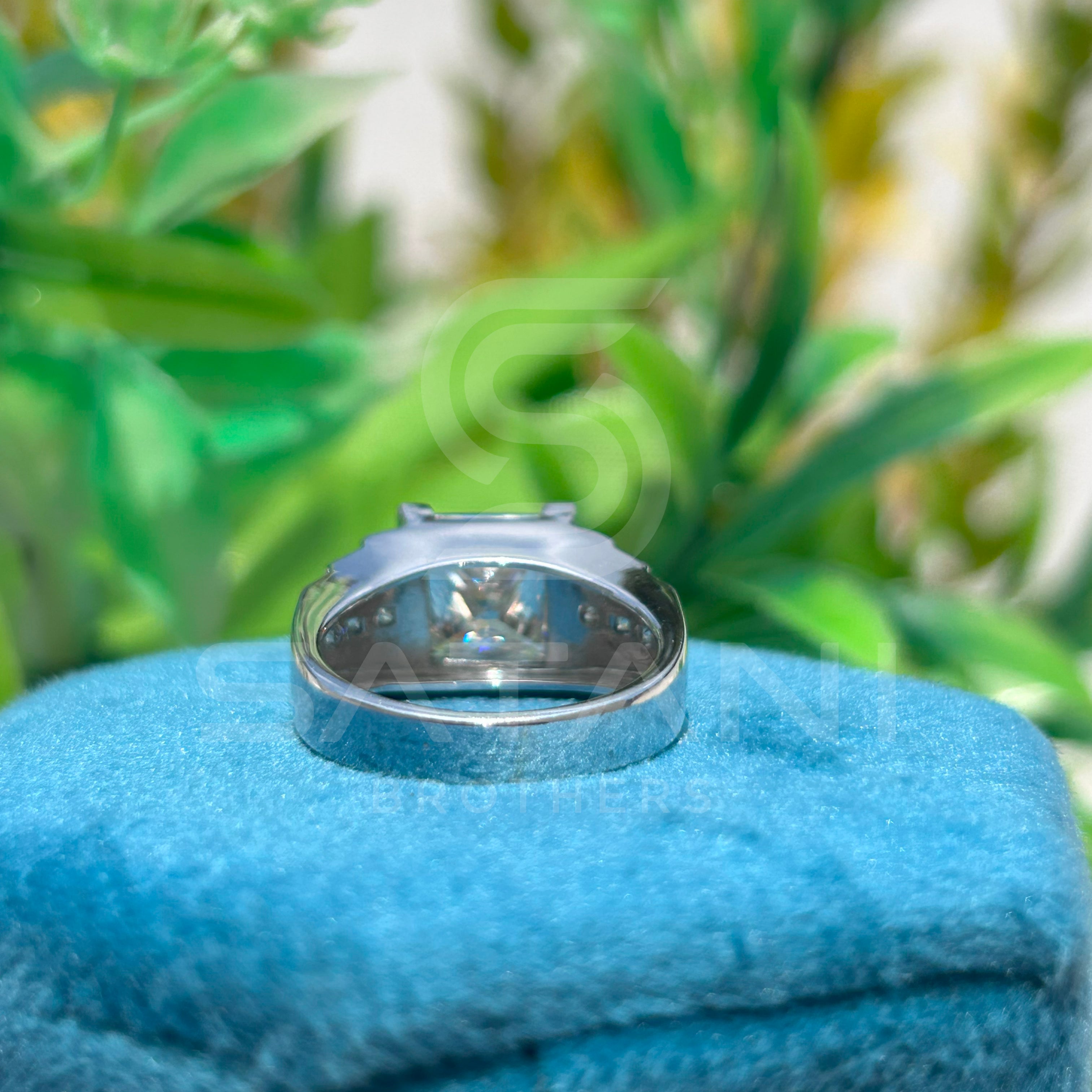 Modern Princess Cut Moissanite Ring | Geometric Square Stone Ring for Him | Masculine Jewelry Gift
