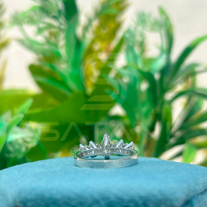 Marquise and Round Cut Moissanite Ring | Dainty Alternating Stone Band | Unique Anniversary or Stacking Ring | 925 Silver or Gold Finish