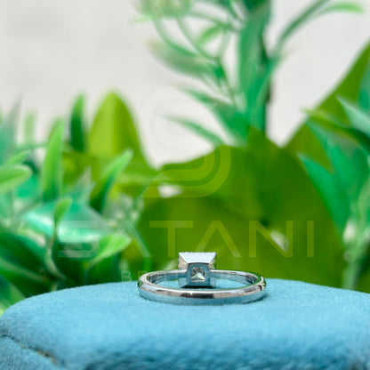 Princess Cut Diamond Halo Ring, 10K White Gold Engagement Ring, Square Solitaire Bridal Jewelry