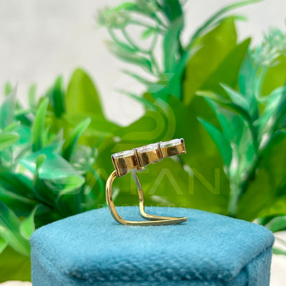 Pear Cut Moissanite Open Statement Ring | Unique Bypass Ring in 14K Gold | Modern Adjustable Cocktail Ring | Bold Bridal Jewelry